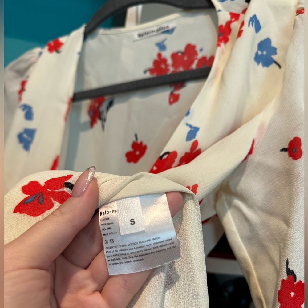 Reformation Poppy Print Wrap Dress Sz S - Picture 3 of 5